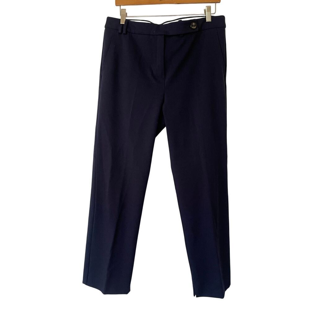 Marella Sport Navy Blue Slit Hem Stretch Casual Trouser Pants • Size 12